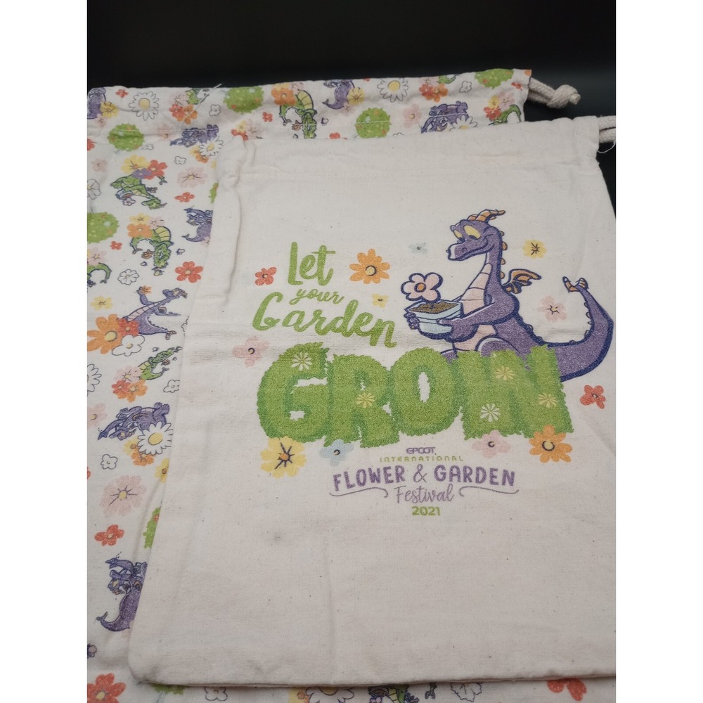 Disney Flower And Garden Festival 2021 Figment Canvas Drawstring Bags